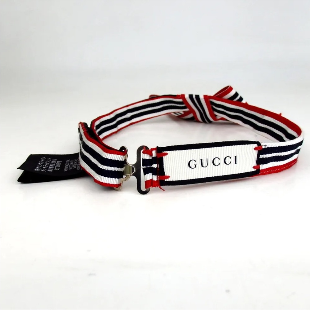 Gucci Red, White, and Blue Striped Bow Choker - Picture 4 of 9